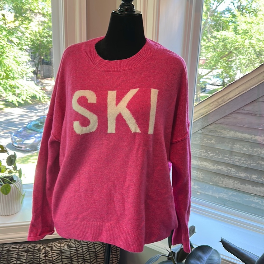 Hot pink and White Ski sweater.